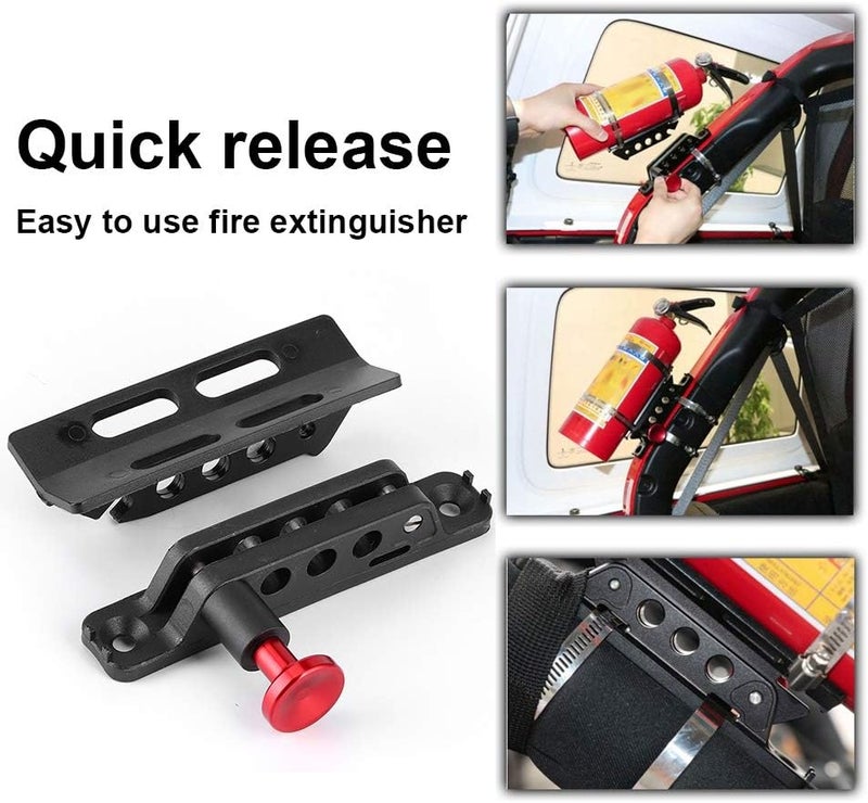 Keenso Quick Release Adjustable Extinguisher Holder, Extinguisher Mount Bracket, Fire Extinguisher Bottle Adjustable Fit for Sport/JK/Sahara (Red) - Image 4