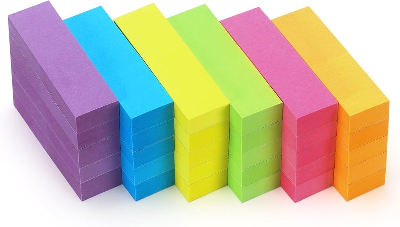 Eastern Wolf 30 Pads 0.6x2 Inch Sticky Notes Flags Tabs Page Markers 6 Bright Color Sticky Index Tabs Page Flags 80 Sheet/Pad - Image 1