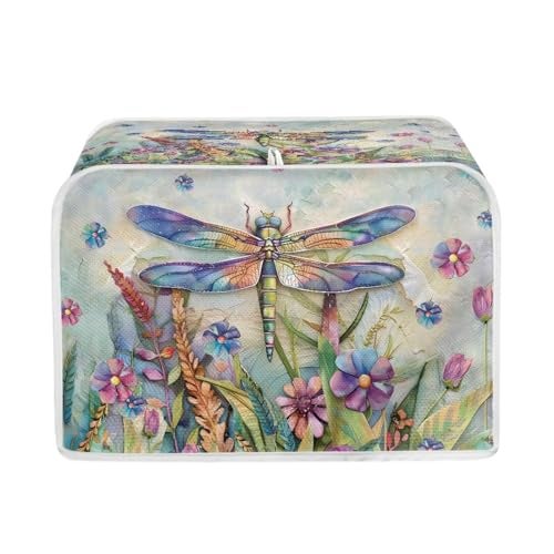 Talayituse Dragonfly Daisy Print 2 Slice Toaster Covers Dust Protection Bread Maker Covers Toaster Oven Cloth Cover Kitchen Accessories Washable Appliance Cover with Handle S - Image 1