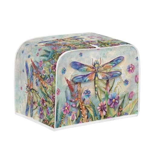Talayituse Dragonfly Daisy Print 2 Slice Toaster Covers Dust Protection Bread Maker Covers Toaster Oven Cloth Cover Kitchen Accessories Washable Appliance Cover with Handle S - Image 3
