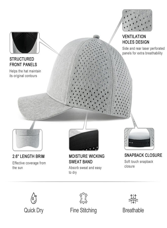 VOBOOM Trucker Hat Men Snapback Hat, Baseball Cap for Men Breathable Side Laser Cut Holes, Adjustable Fit- for Casual Wear (Light Grey) - Image 5