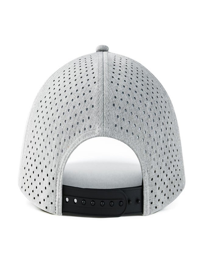 VOBOOM Trucker Hat Men Snapback Hat, Baseball Cap for Men Breathable Side Laser Cut Holes, Adjustable Fit- for Casual Wear (Light Grey) - Image 4