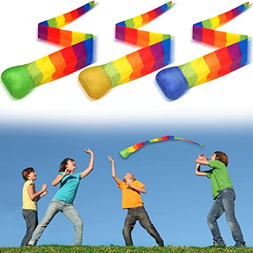 Chalyna 3 Pieces Throw and Catch Ball Rainbow Tail Foam Ball Sports Comet Balls Soft Colorful Play Playground Toys Bulk for Indoor Outdoor Kids Adults School Training Gift 2362 Inch Long - Image 1