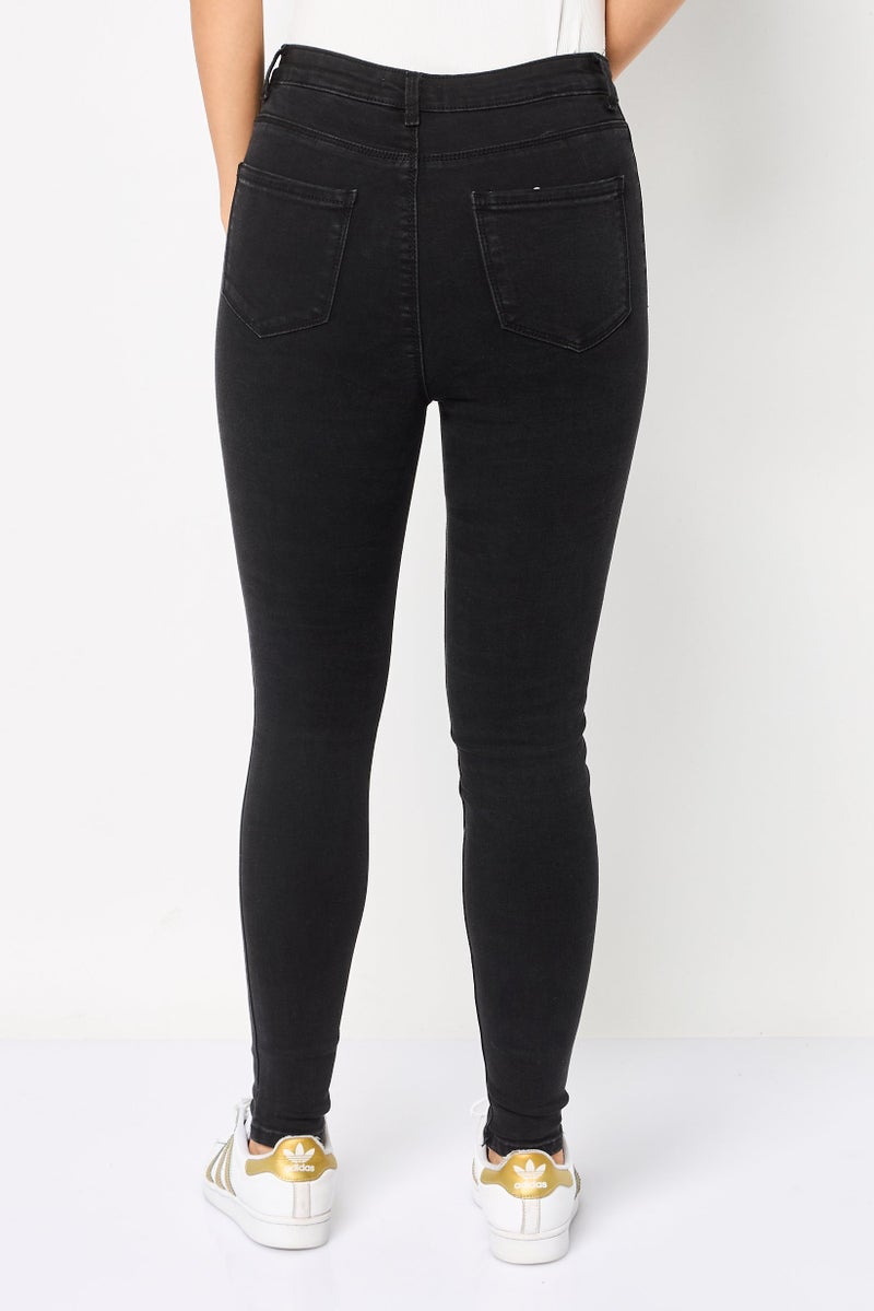DeFacto Women Super Skinny Fit Solid Stretchable Jeans, Black - Image 4