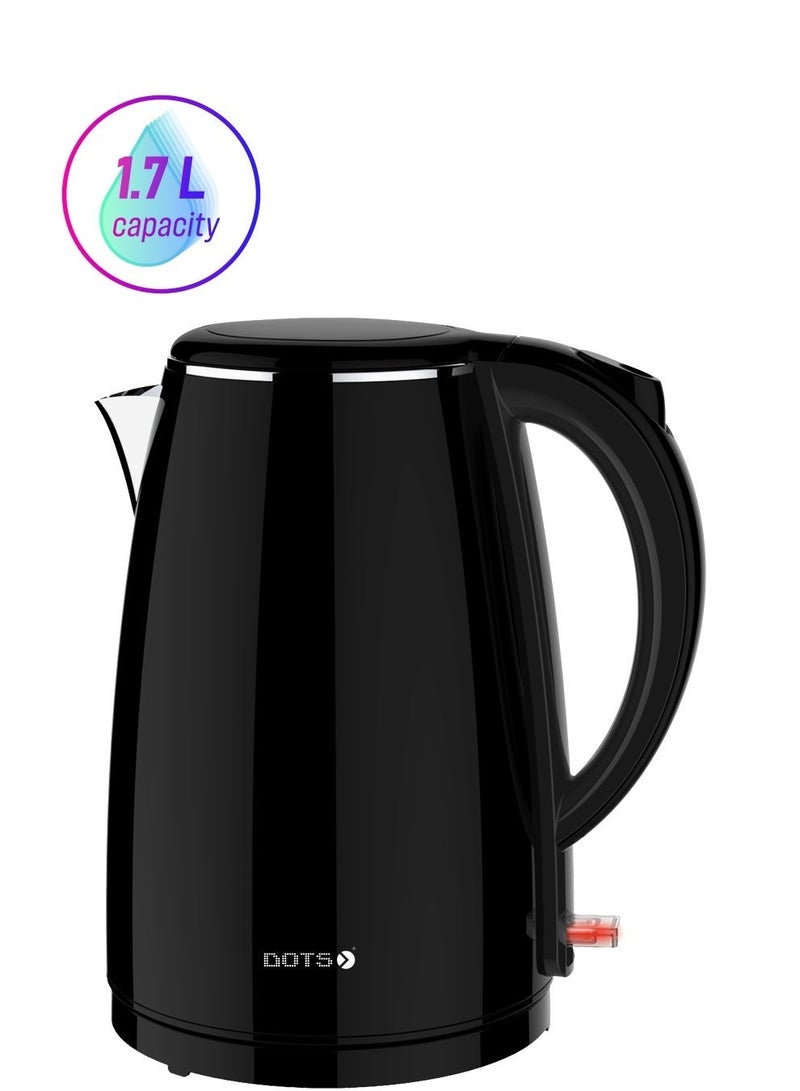 Dots Stainless Steel Portable Double Kettle with Auto Off, 1.7L, Black - Image 2