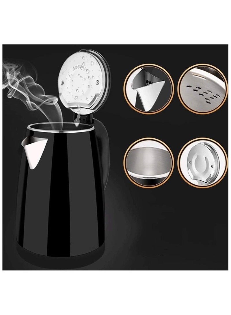 Dots Stainless Steel Portable Double Kettle with Auto Off, 1.7L, Black - Image 5