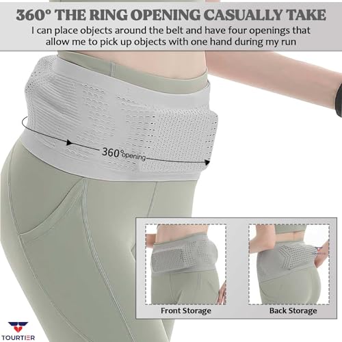 TOURTIER Multifunctional Knit Breathable Waist Bag - Adjustable Running Belt, Universal Running Waist Pack for Jogging, Gym, Sports, Hiking, Cycling Outdoor Activities (Grey) - Image 4