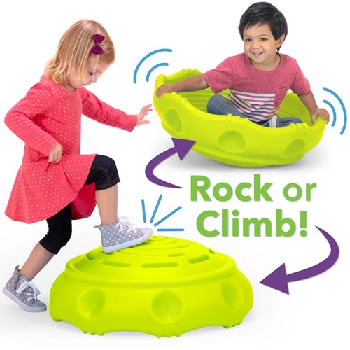 Simplay3 Two Sided Rock Around Wobble Disk and Climbing Dome for Toddlers and Kids Rocking and Climbing IndoorOutdoor YellowGreen Made in USA 1 Pack - Image 5