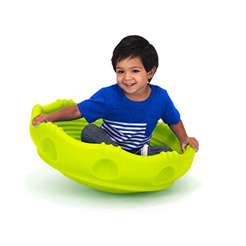 Simplay3 Two Sided Rock Around Wobble Disk and Climbing Dome for Toddlers and Kids Rocking and Climbing IndoorOutdoor YellowGreen Made in USA 1 Pack - Image 1
