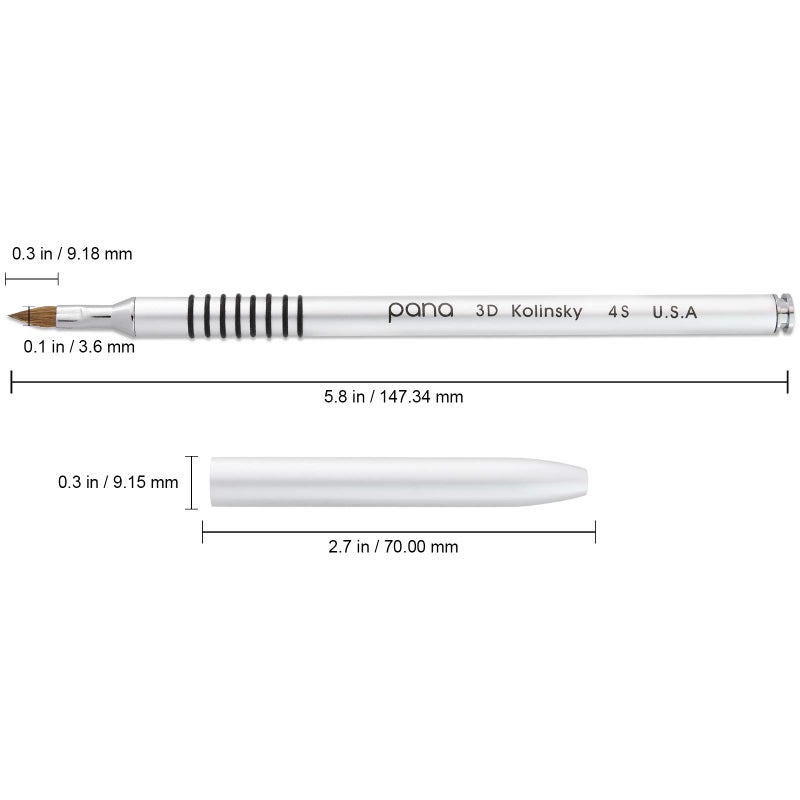 PANA 3D Kolinsky Acrylic Nail Art Sculpture Brush with Silver Metal Non-Slip Grip Handle for Manicures 3D Nail Art Flower Designs (Size #4) - Image 2