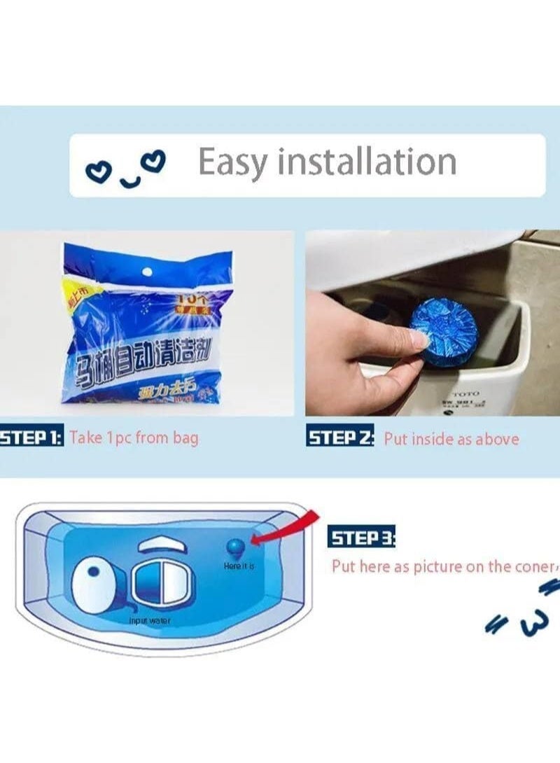 10 effervescent toilet cleaning tablets that automatically remove stains and dirt from the toilet bowl. - Image 3