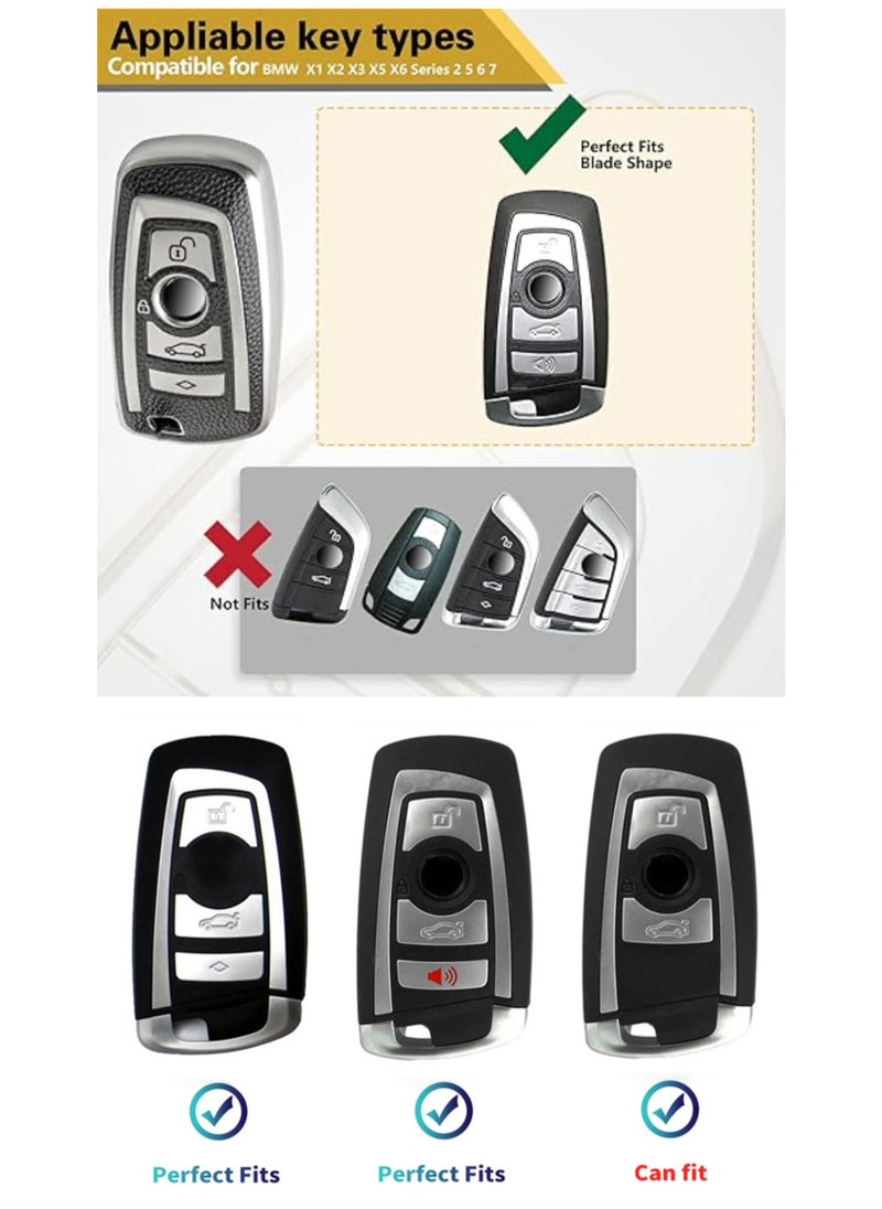 OUYoo - OUYoo Suitable for BMW key fob,Advanced soft TPU key box is compatible with X1 X3 X4 X5 X6 1 2 4 5 6 7 M3 M5 M6 GT3 GT5 G30 F10 F15 F16 F20 series smart key,With a key chain.（Red） - Image 1