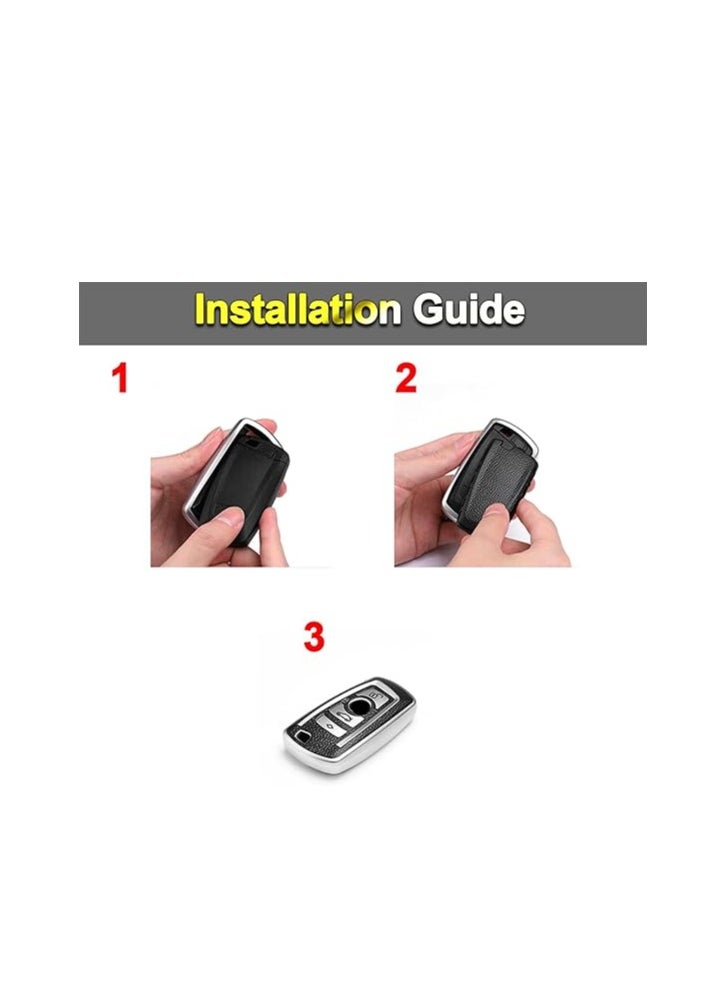 OUYoo - OUYoo Suitable for BMW key fob,Advanced soft TPU key box is compatible with X1 X3 X4 X5 X6 1 2 4 5 6 7 M3 M5 M6 GT3 GT5 G30 F10 F15 F16 F20 series smart key,With a key chain.（Red） - Image 1
