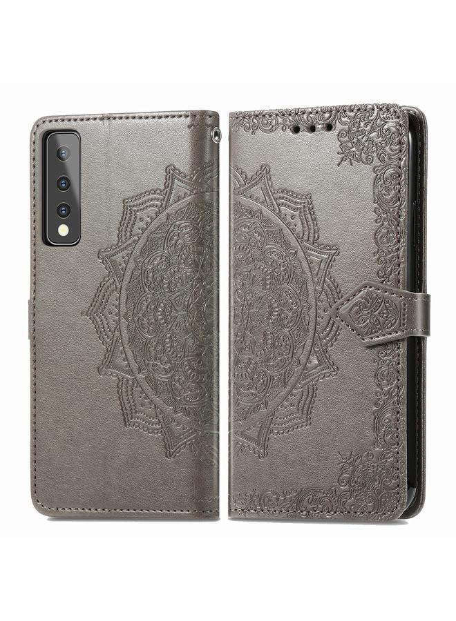 اس-توب جراب لهاتف LG Stylo 7، جراب جلدي أفقي منقوش عليه زهرة ماندالا مع حامل / فتحة بطاقة / محفظة / حبل - Image 2