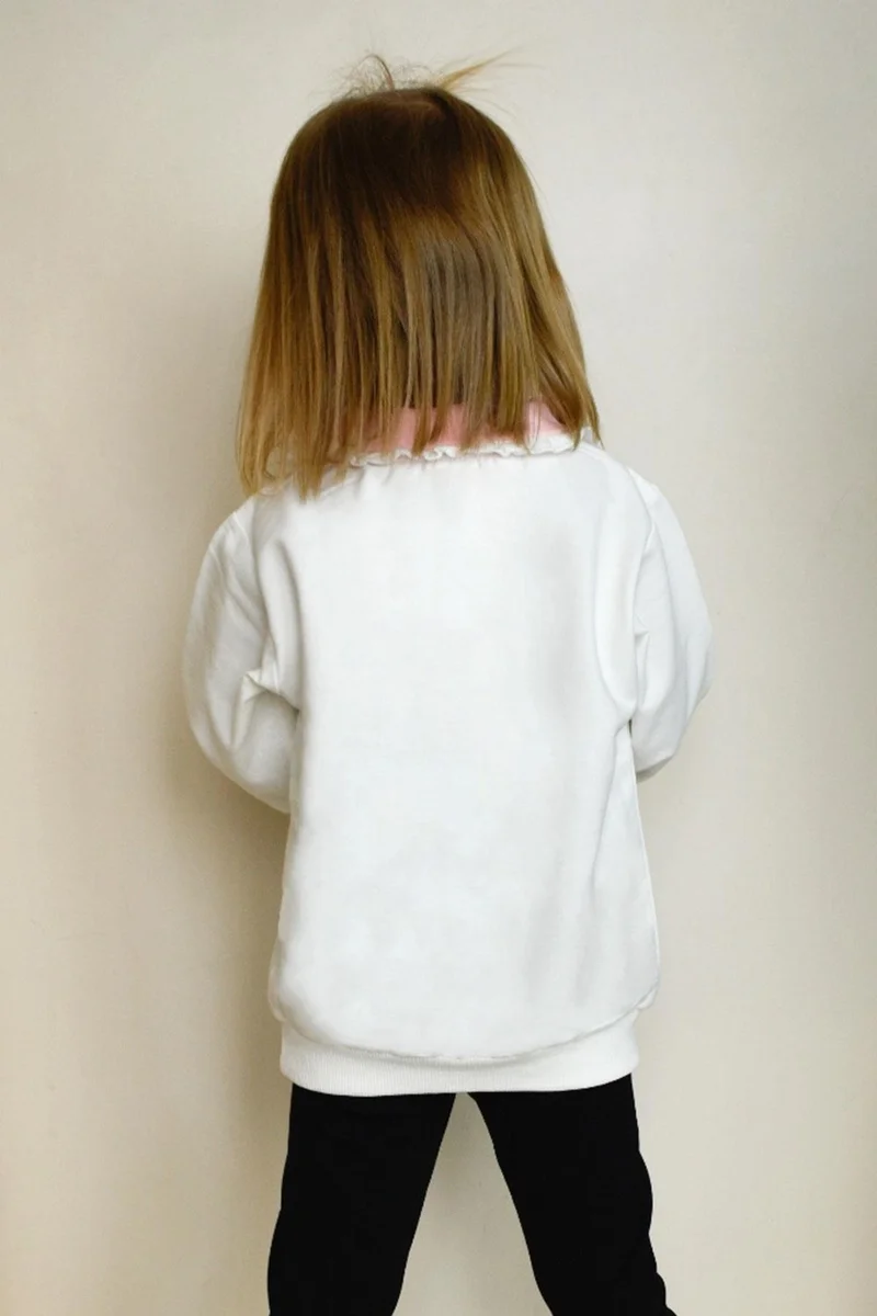 Breeze Girl's Sweatshirt Rabbit Embroidered Buttoned 2-6 Years, Ecru