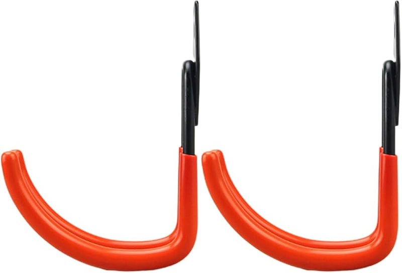 خطافات مرآب برتقالية ثقيلة 2 قطعة تخزين مثبتة على الحائط للسلالم والأدوات - Image 1