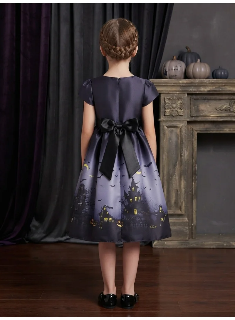 D'daniela Halloween Printed Short Sleeves Dress - Black