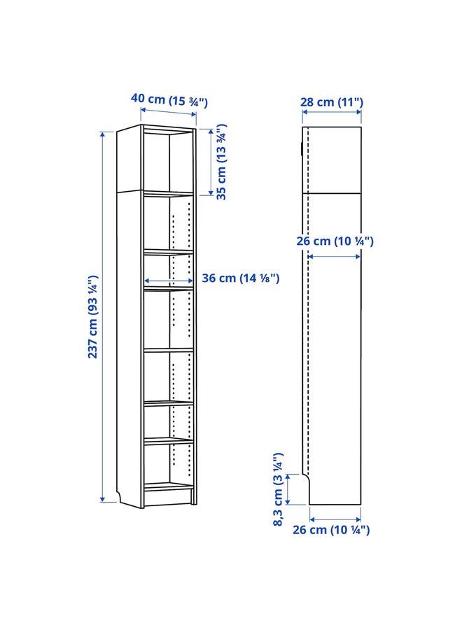 زبون مكتبة، بيضاء، 40X28X237 سم - Image 3