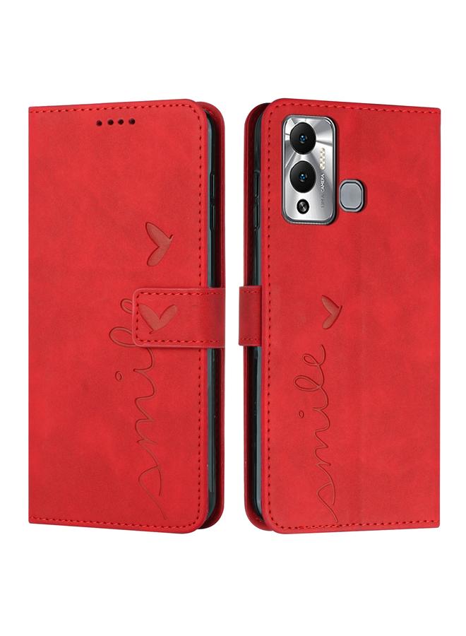 اس-توب جراب لهاتف Infinix Hot 20 Play مصنوع من الجلد المنقوش على شكل قلب - Image 1