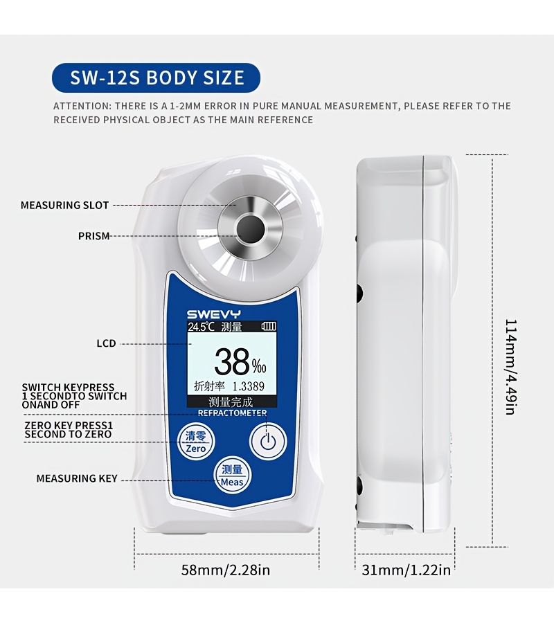 SWEVY High Precision Salinity Meter With 0 100 Percent Measurement Range Portable Saline Concentration Tester For Aquaculture Seawater Food Pickling And Laboratories - Image 1