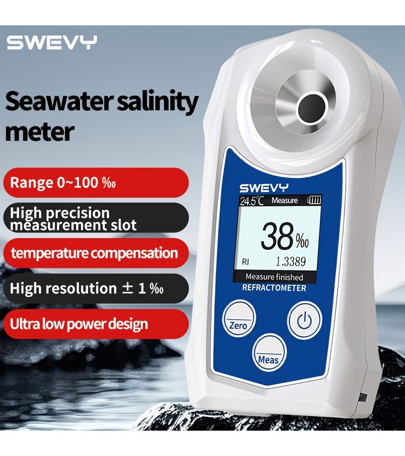 SWEVY High Precision Salinity Meter With 0 100 Percent Measurement Range Portable Saline Concentration Tester For Aquaculture Seawater Food Pickling And Laboratories - Image 5