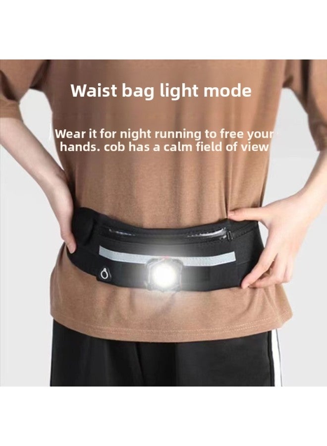 Loquat Outdoor Night Running Wrist Head-mounted Waist Bag Lamp Multi-functional Three-in-one USB Charging Home Work Flashlight-Color:S29 Waist Bag - Image 1