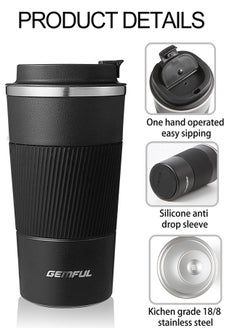 GEMFUL Travel Coffee Mug Stainless Steel Vacuum Ice and Hot Drinks Insulated Tumbler for Home Works  - Image 2