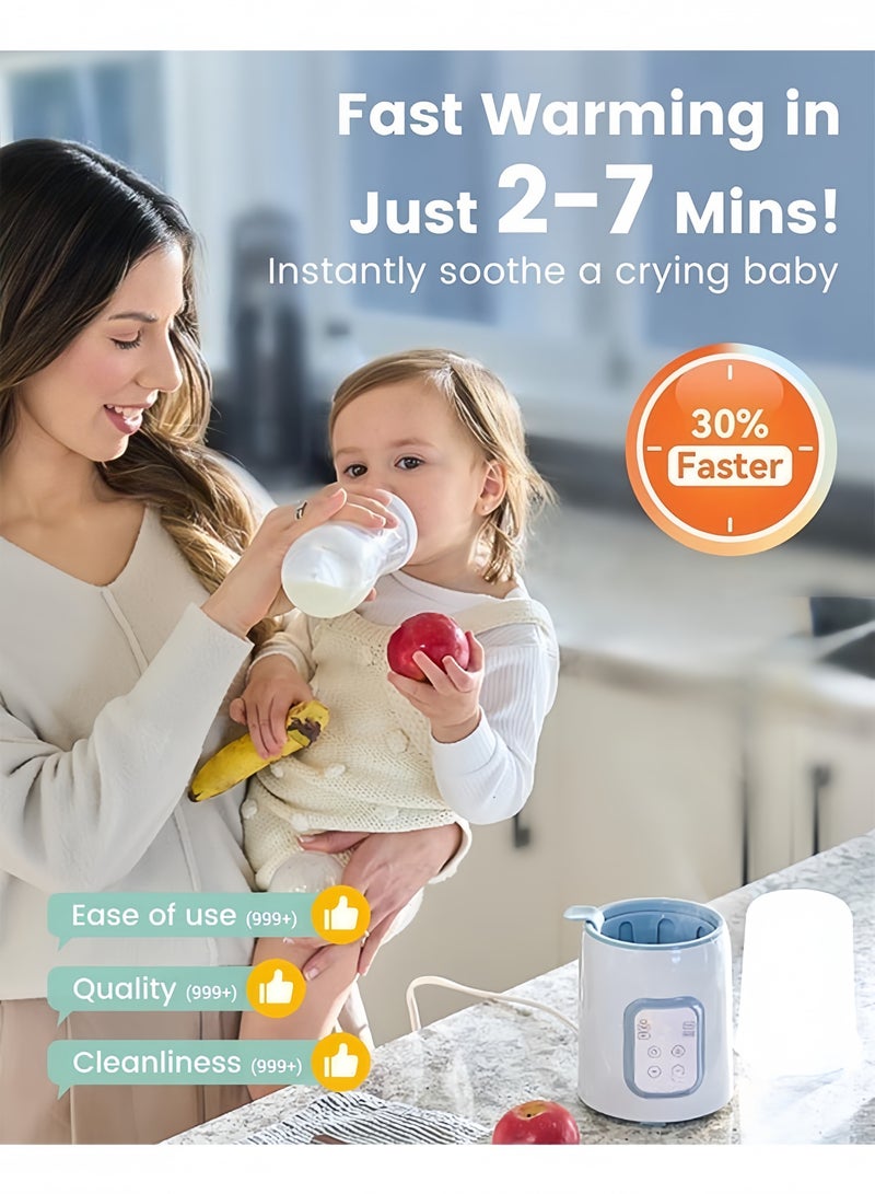 داكس دافئ زجاجة الرضاعة 8 في 1 – تسخين الحليب السريع، جهاز تعقيم بالبخار، سخان الطعام، إيقاف التشغيل التلقائي، مؤقت، يناسب جميع أنواع الزجاجات - Image 2