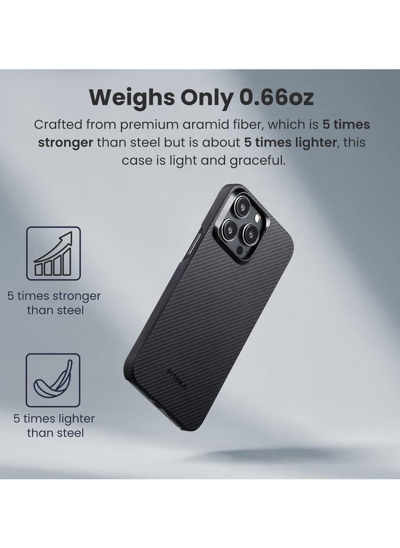 PITAKA Case for iPhone 15 Pro Compatible with MagSafe, Slim & Light iPhone 15 Pro Case 6.1-inch with a Case-Less Touch Feeling, 600D Aramid Fiber Made [MagEZ Case 4 - Black/Grey(Twill)]  - Image 5