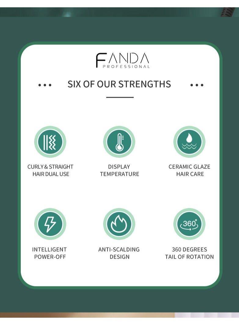 Fanda Professional Hair Straightener 2.6cm (White） - Image 2