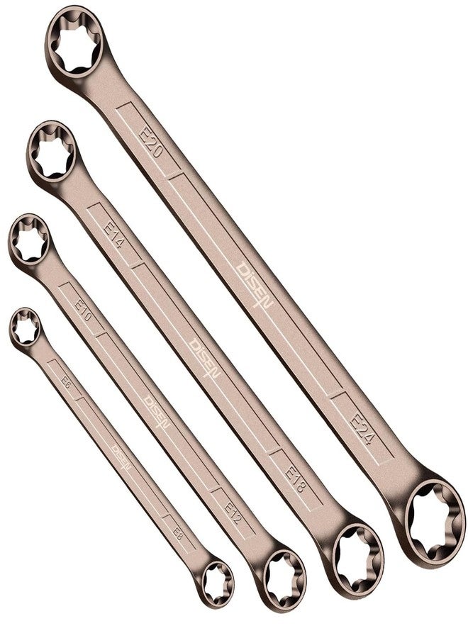 ديزن مجموعة مفاتيح ربط E-Torx مُحسّنة من DISEN 2025، مكونة من 4 قطع، مجموعة مفاتيح ربط ذات طرفين، مصنوعة من فولاذ CR-V، تتضمن E6*E8، E10*E12، E14*E18، E20*E24 - Image 1