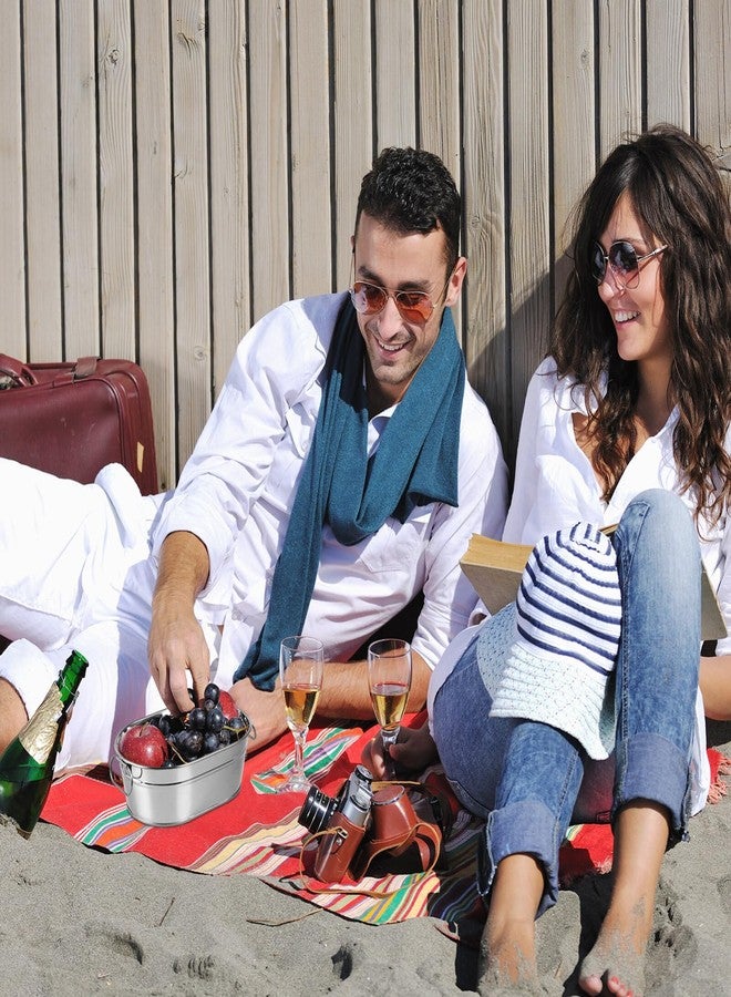 اليبيس دلو ثلج بيضاوي من الفولاذ المقاوم للصدأ من أليبس، دلو مشروبات معدني، دلو تبريد للمشروبات لحفلات الكوكتيل في الهواء الطلق (فضي) - Image 5