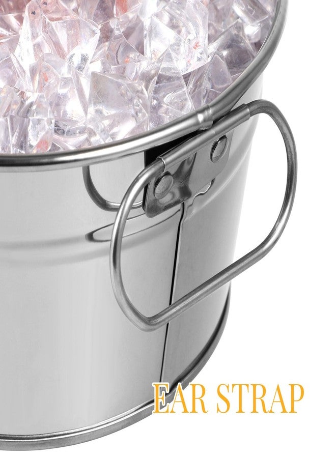 اليبيس دلو ثلج بيضاوي من الفولاذ المقاوم للصدأ من أليبس، دلو مشروبات معدني، دلو تبريد للمشروبات لحفلات الكوكتيل في الهواء الطلق (فضي) - Image 3