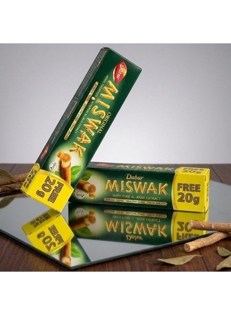 Dabur Miswak Original With Pure Al-arak Extract 120gm+20gm for 2 pieces  (Packaging may vary) - Image 1