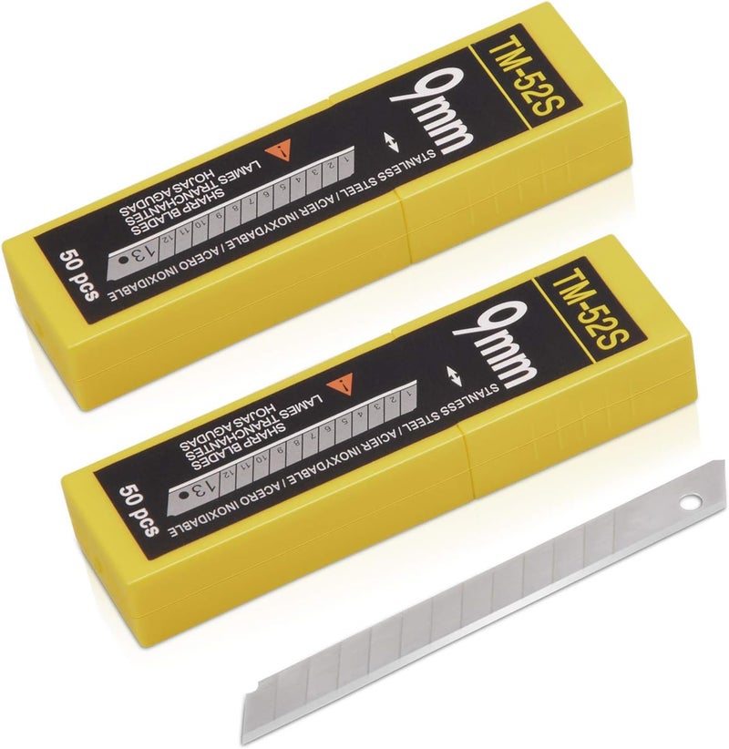 Gomake 9mm Utility Knife Replacement Blades, Snap Off Blades for 9MM Universal Art Knife,Stainless Steel Blades Use in Office, Home, Arts, Crafts - 100PCS - Image 1