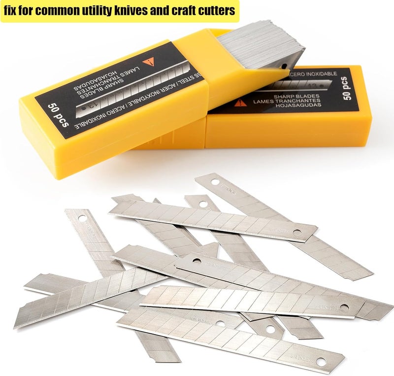 Gomake 9mm Utility Knife Replacement Blades, Snap Off Blades for 9MM Universal Art Knife,Stainless Steel Blades Use in Office, Home, Arts, Crafts - 100PCS - Image 5
