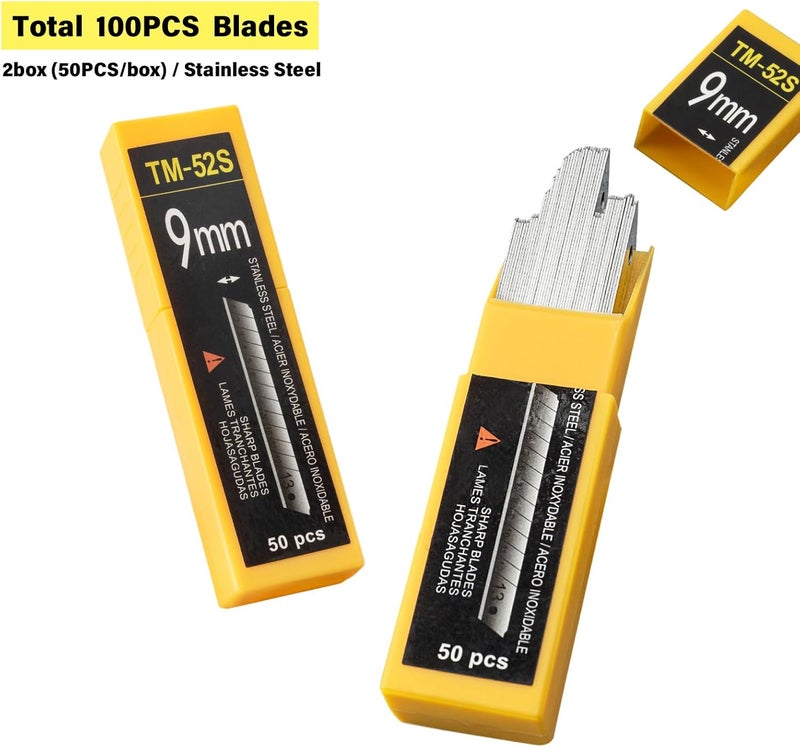 Gomake 9mm Utility Knife Replacement Blades, Snap Off Blades for 9MM Universal Art Knife,Stainless Steel Blades Use in Office, Home, Arts, Crafts - 100PCS - Image 4