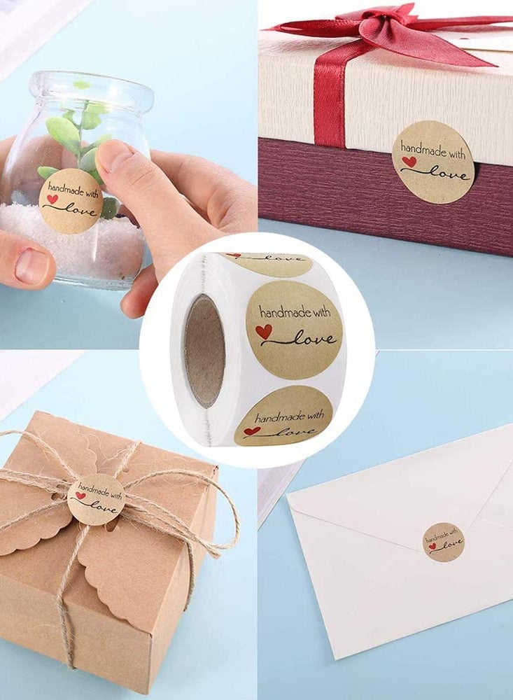 Wownect Brown Kraft Paper Labels Stickers Handmade With Love [1inch Sticker][500 Pcs Labels] for Baking Packaging, Envelope Seals, Birthday, Party Gift Wrap, Brown Tags for Wedding - Image 3