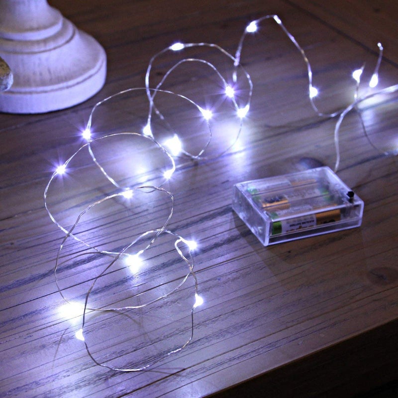 Ariceleo Led Fairy Lights Battery Operated 4 Packs Mini Battery Powered Copper Wire Starry Fairy Lights for Bedroom Christmas Parties Wedding Centerpiece Decoration 5m16ft Cool White
