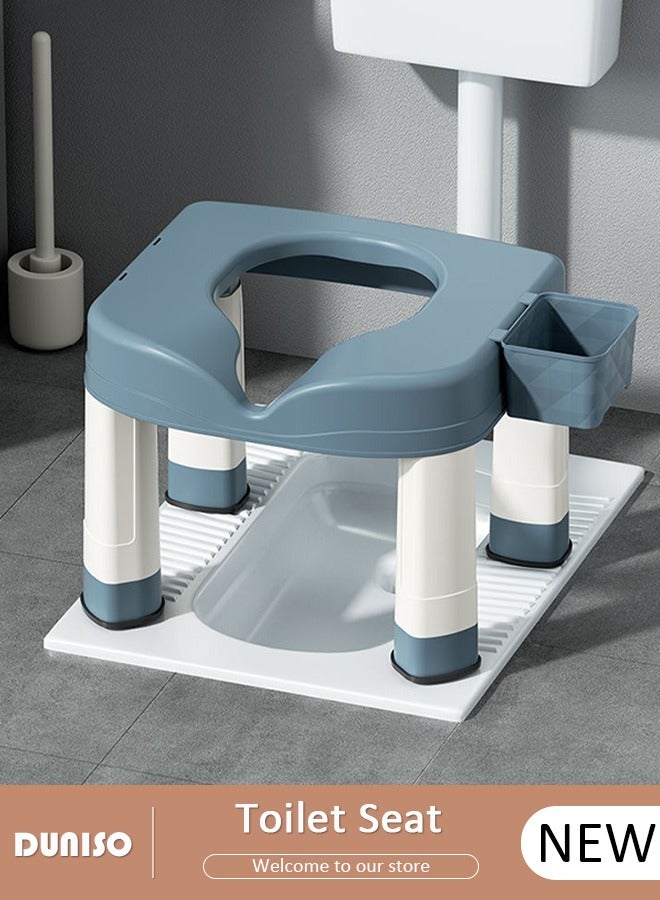 DUNISO Portable Plastic Toilet For Camping,Comfortable Bathroom Chair With Tissue Holder, Non-Slip Elderly Squat Toilet Seat Stool, Bath seat,Shower Chair,Squat Stool, Pregnant Women Toilet Chair  - Image 1