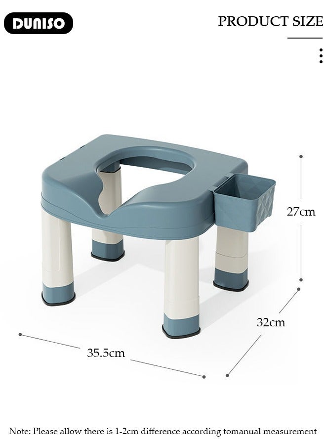 DUNISO Portable Plastic Toilet For Camping,Comfortable Bathroom Chair With Tissue Holder, Non-Slip Elderly Squat Toilet Seat Stool, Bath seat,Shower Chair,Squat Stool, Pregnant Women Toilet Chair  - Image 4