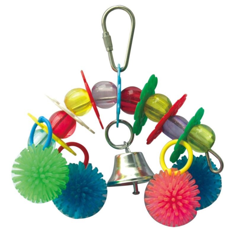 Pado Multiclored 15cm Hanging Bird Toy with Beads & Bell , 1 pcs