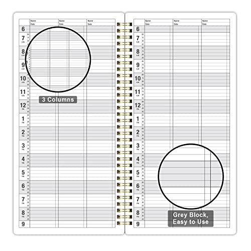 Indeme Salon Appointment Book - 15 Min Increments, 3 Cols, 200 Pages, 6.1'' x 11.54'', 6 AM - 9 PM, Undated Daily & Hourly Planner, Twin-Wire Bound, Thick Cover - Image 4