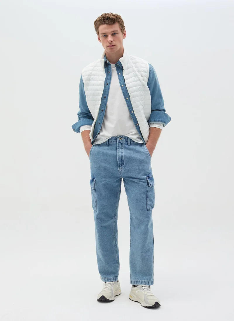 او في اس Acid Wash Cargo Jeans