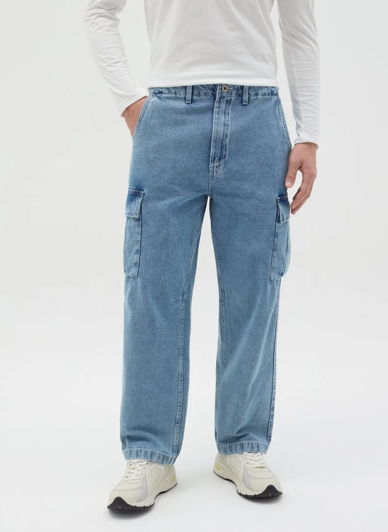 او في اس Acid Wash Cargo Jeans