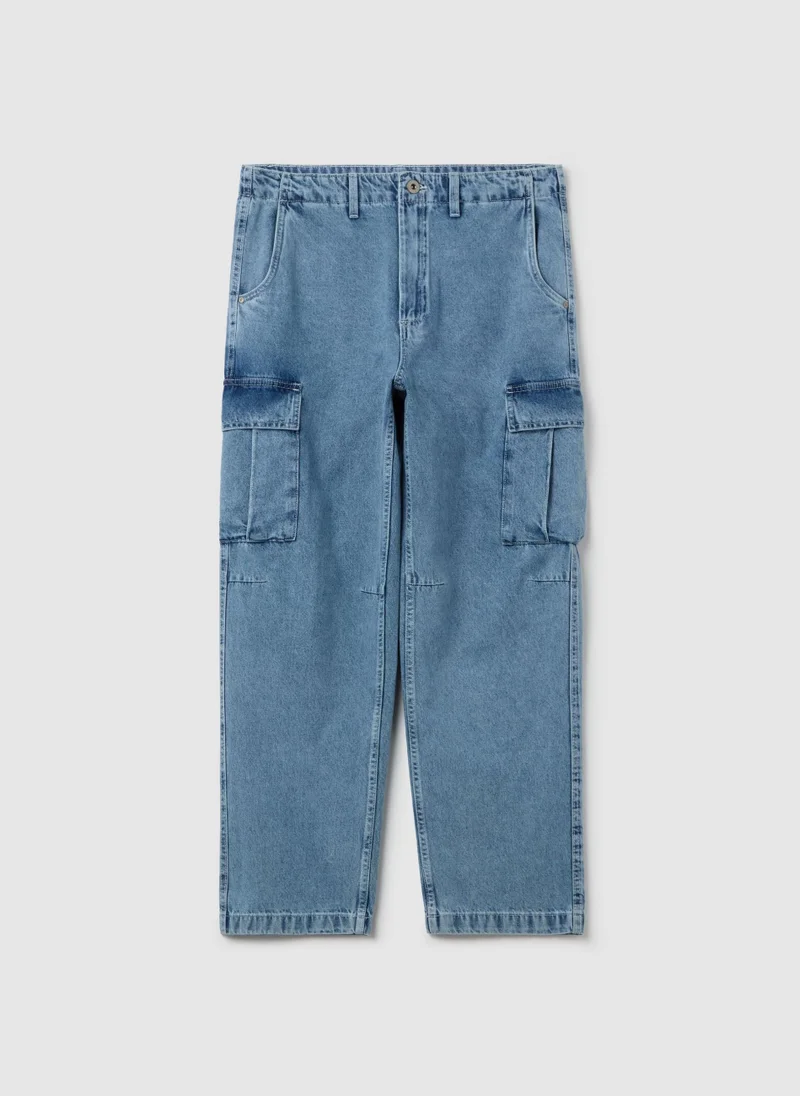 Ovs Acid Wash Cargo Jeans