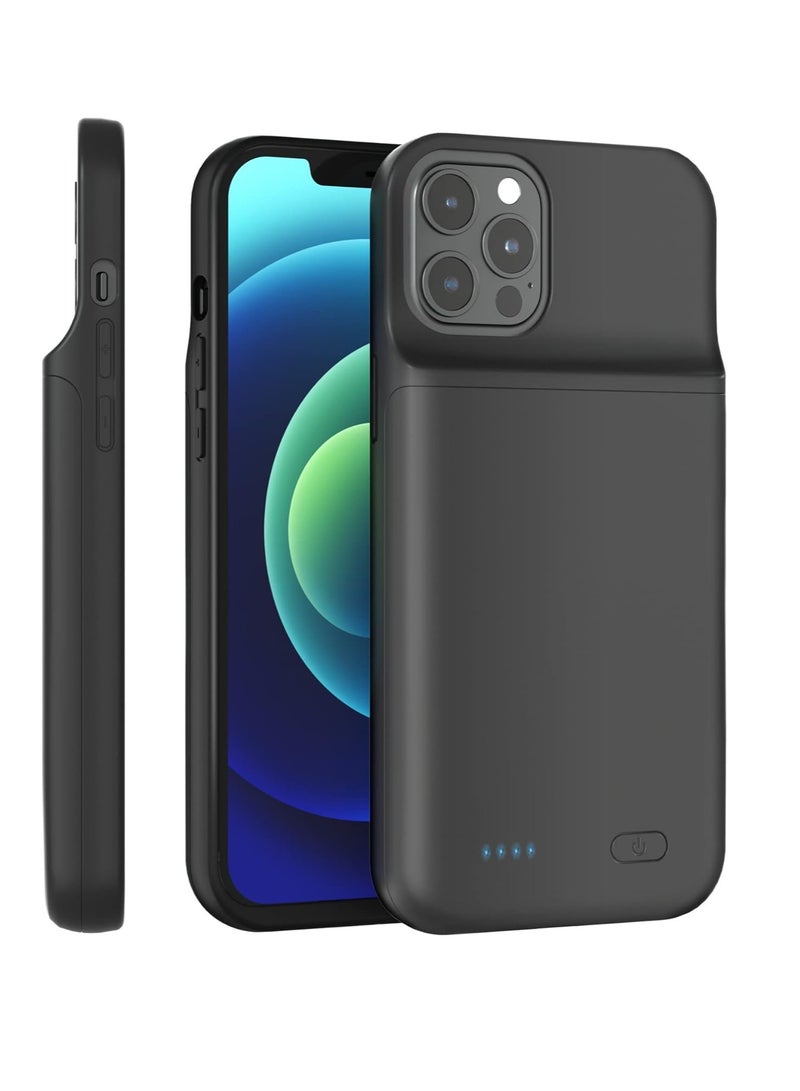 New Case use for iPhone 13 Pro Max Battery Case, Show Top Wireless Charging with 7000mAh Extended Battery in Black, with Raised Bezel Rubber Bumper for iPhone 13 Pro Max 6.7 inches - Image 1