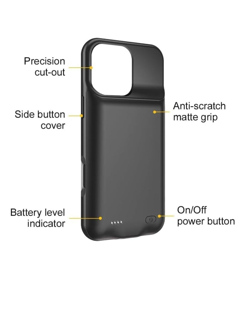 New Case use for iPhone 13 Pro Max Battery Case, Show Top Wireless Charging with 7000mAh Extended Battery in Black, with Raised Bezel Rubber Bumper for iPhone 13 Pro Max 6.7 inches - Image 3