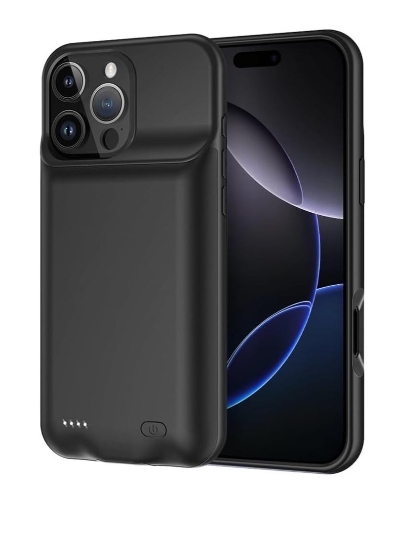 New Case use for iPhone 13 Pro Max Battery Case, Show Top Wireless Charging with 7000mAh Extended Battery in Black, with Raised Bezel Rubber Bumper for iPhone 13 Pro Max 6.7 inches - Image 4