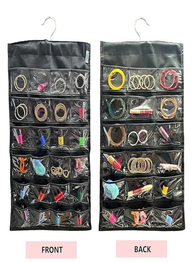 RENVA Hanging Jewelry Organizer 42 Slots Clear PVC Pockets Jewellery Organizer and Cosmetic Organiser for Women - Image 3